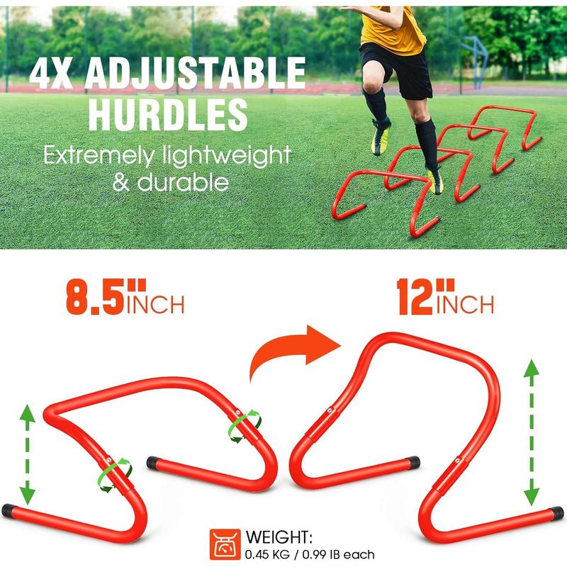 Agility Ladder Speed Training Equipment Set-20ft Agility Ladder,12 Soccer Cones,4 Hurdles, Jump Rope, Running Parachute| Basketball Football Soccer Training Equipment for Kids Youth Adults