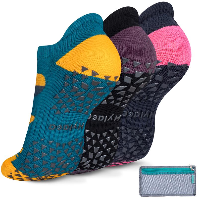 Hylaea Unisex Non Slip Grip Socks for Yoga, Hospital, Pilates, Barre | Ankle, Cushioned