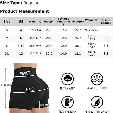 6pcs, Women's Solid Color Sports Sports Shorts, High Waist,  wrinkle Detail, Women's Clothing