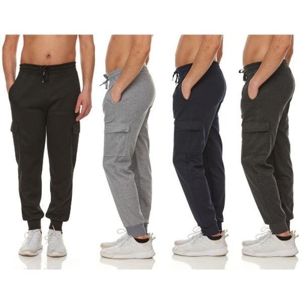 (3-Pack) Men's Heavyweight Fleece Cargo Pocket Joggers