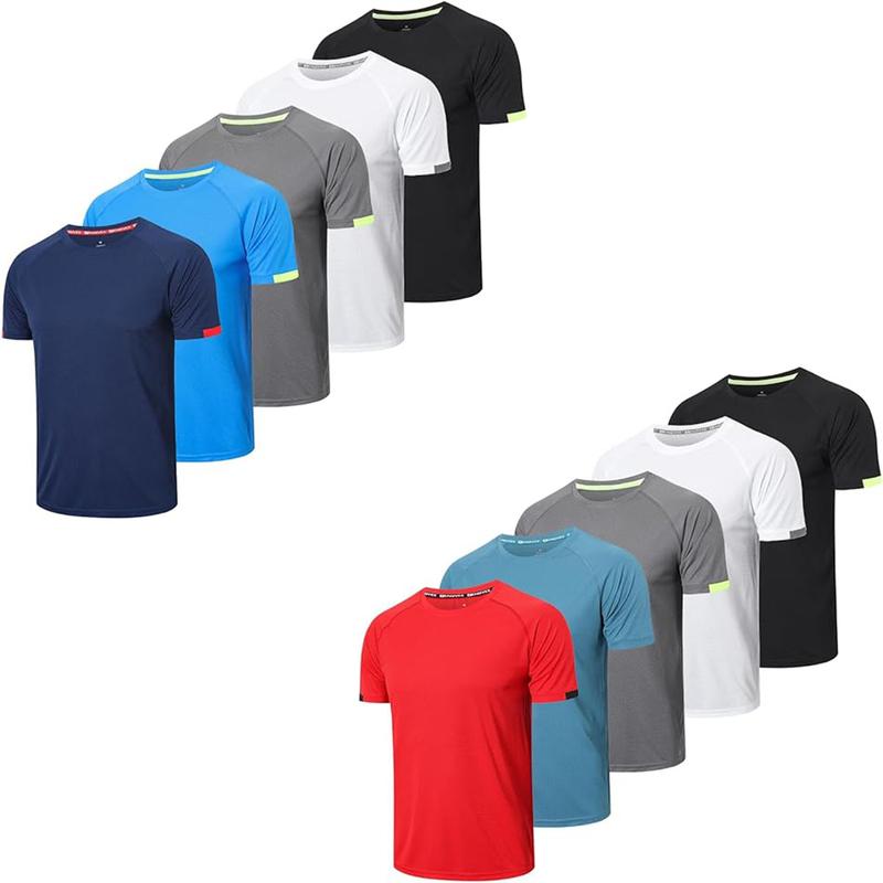 5 10 Pack Mens Short Sleeve Crew Neck Gym T Shirt Running Tops Mens Breathable Moisture Wicking Active Workout Shirts baggy compression shirt