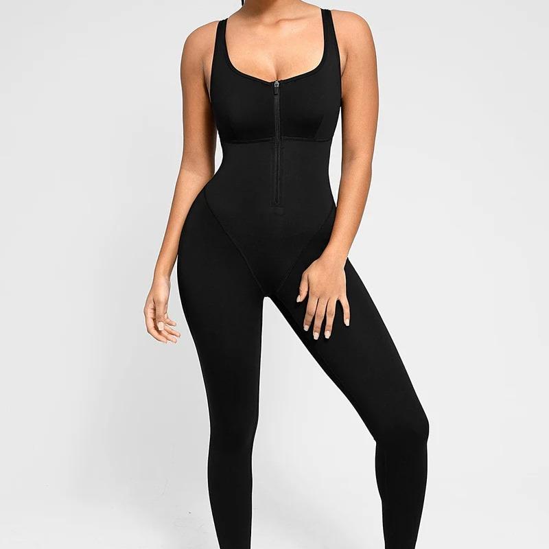 Shapellx AirSlim Zipper Front Slit Sports Jumpsuit