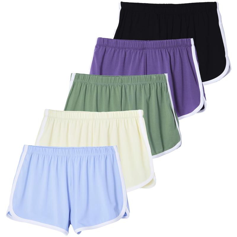 Real Essentials 5 Pack: Girls' Dry-Fit Active Athletic Dolphin Shorts (Ages 4-16)