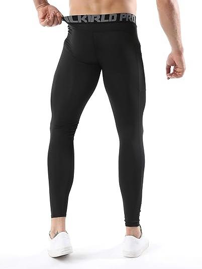 17.99  SILKWORLD Men's 2~3 Pack Compression Pants Pockets Cool Dry Gym Leggings Baselayer Running Tights machine washable black gym reapers  workoutclothes