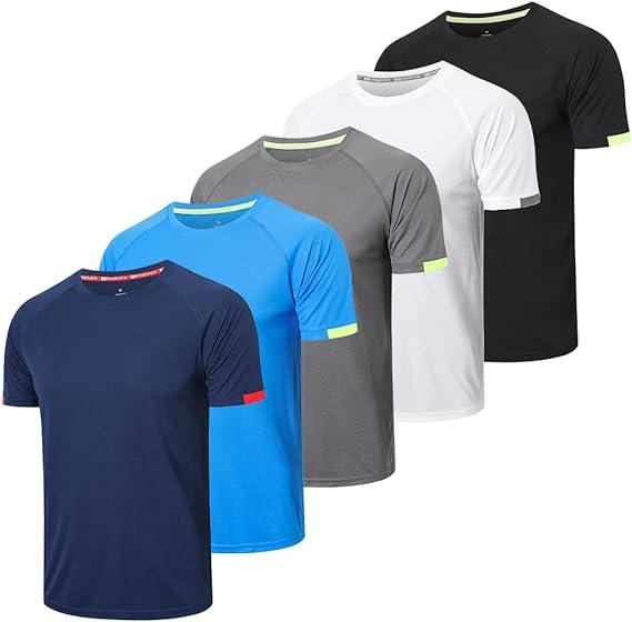 5 10 Pack Mens Short Sleeve Crew Neck Gym T Shirt Running Tops Mens Breathable Moisture Wicking Active Workout Shirts baggy compression shirt