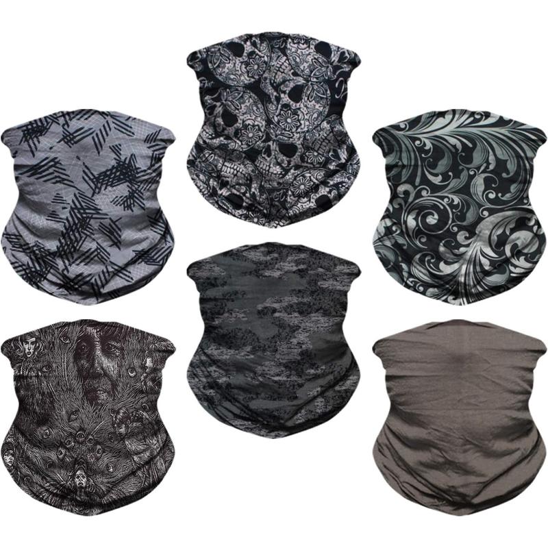 6 Pack Seamless Neck Gaiter for Men Women Headwear Bandana Head Wrap Face Scarf Mask Cover Warmer Balaclava