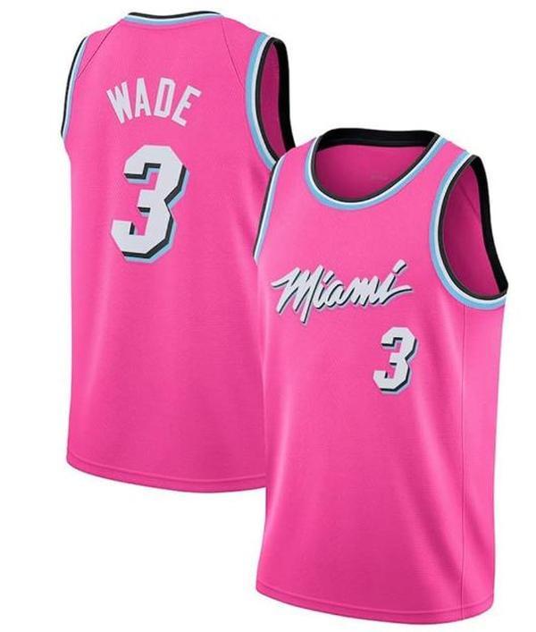 Jersey Mi ami Heat 3# Wa de Pink Basketball Swingman Jersey Basketball jersey - Sport Uniforms - Basketball jersey