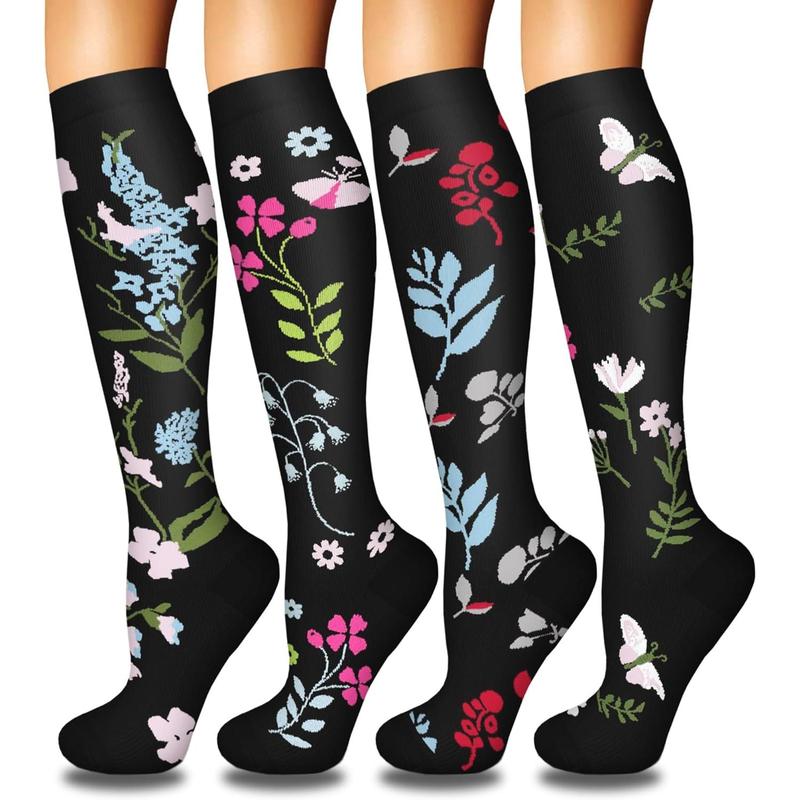 4 Pairs Compression Socks for Women Circulation-Best Support for Nurses,Running,Athletic,Travel