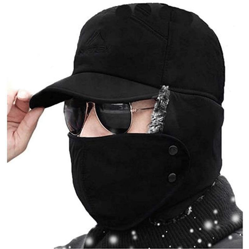 Winter Warm Hat Thicken Faux Fur Hat with Removable Face Mask Outdoor Sports Accessories for Skiing Skating Climbing Cycling Christmas Gift