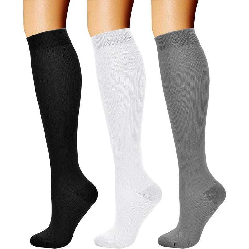 Socks for Women & Men Circulation (3 Pairs) 15-20 mmHg is Best Support for Athletic Running Cycling