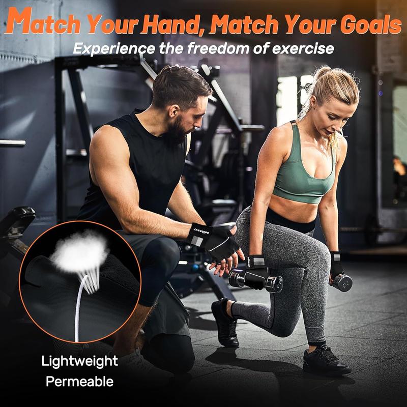 5-in-1 Workout Gloves for Men & Women, with Excellent Grip, Full Protection Exercise Weight Lifting Gym Gloves, Detachable Wrist Strap & Mesh Bag