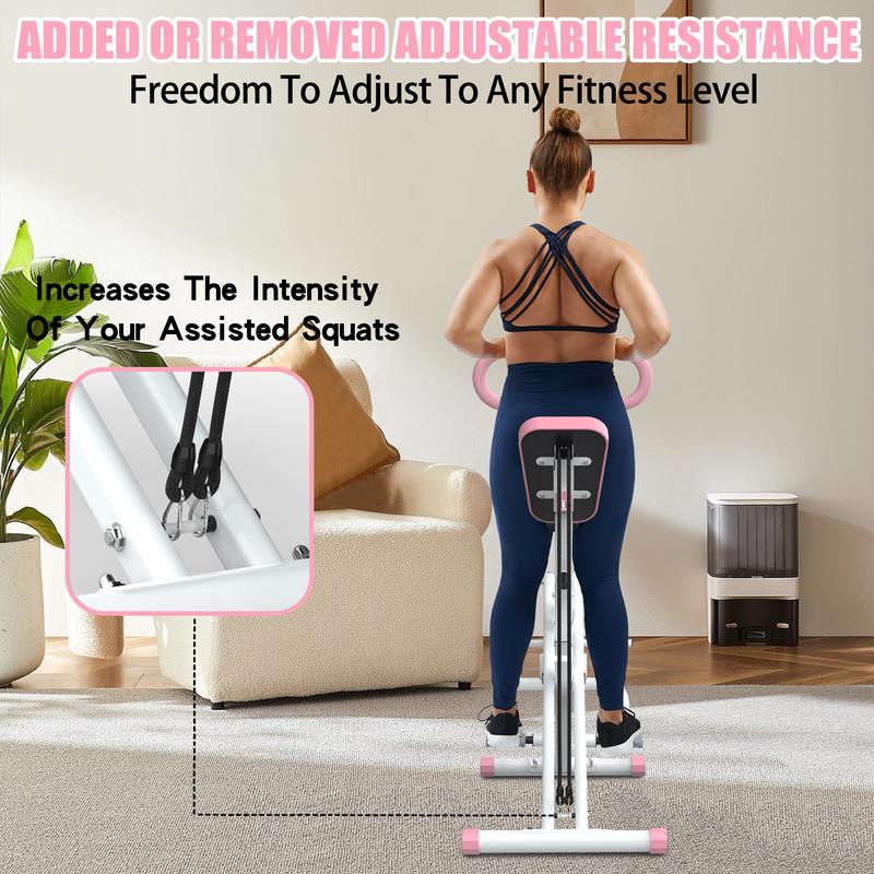 [SAYGOGO] Squat Machine for Home, Assist Trainer for Glutes Workout Foldable with Resistance Bands, for Botty Glutes Butt Thighs, Ab Back Leg Press Hip Thrust for Home Gym Fitness