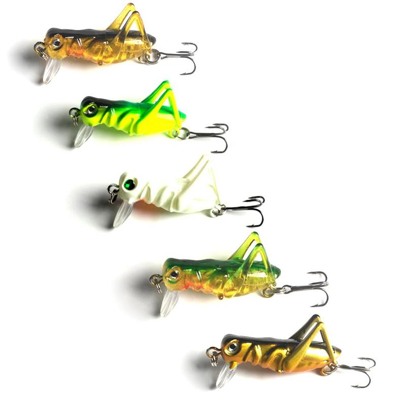 Random Color Artificial Fishing Lure, 5 Counts Grasshopper Minnow Bait with Hook, Hard Bait For Freshwater Fishing, Flyfishing, Solocamping, picnicaesthetic