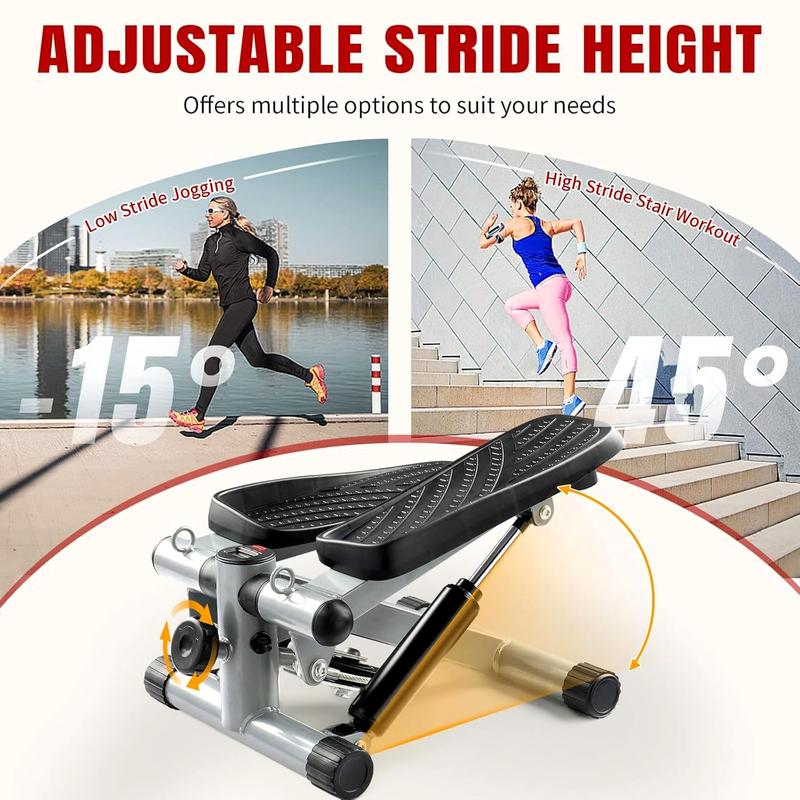 Steppers for Exercise at Home, Stair Stepper Mini Stepper with Resistance Bands, Adjustable Height, Super Quiet