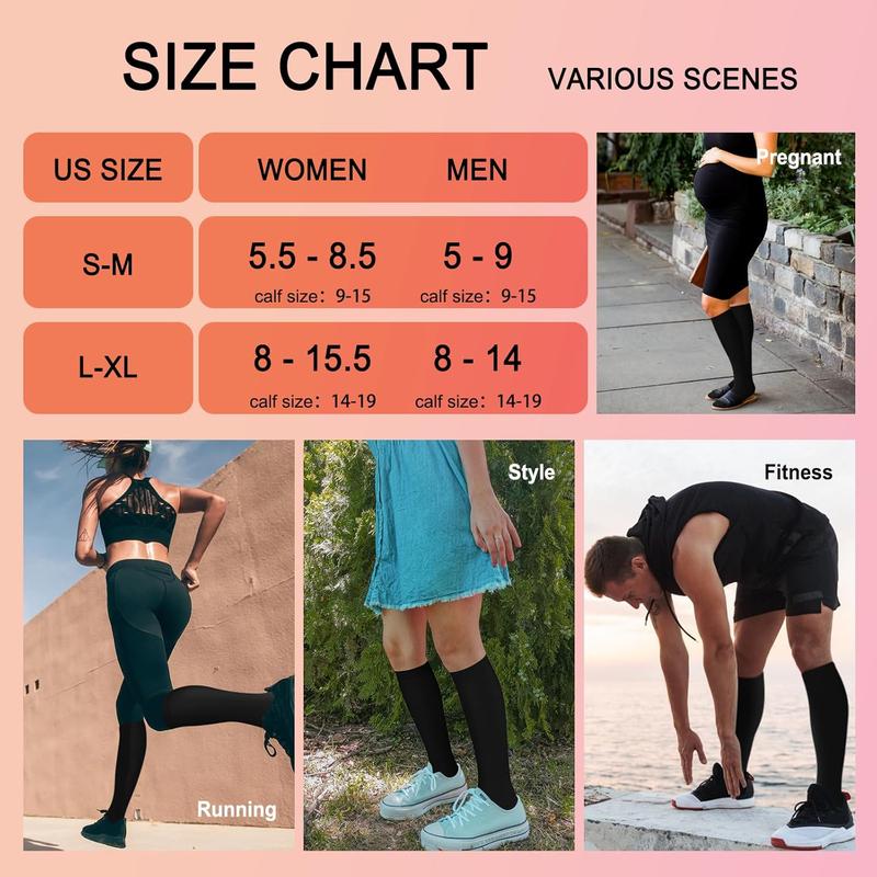 4 Pairs Compression Socks for Women Circulation-Best Support for Nurses,Running,Athletic,Travel