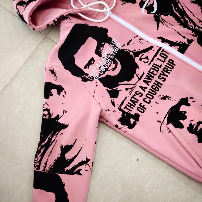 Asalii Pabl0 Esc0ba Light Pink Hoodie, Luxury Designer Pabl0 Inspired Custom Zip-up Hoodies Sweatpants 2-Piece Tracksuit, Set Long Sleeve, Cartel Sweatpants