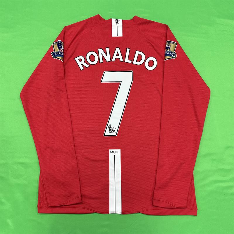 Nike 07-08 Champions League Manchester United Retro Long Sleeve NO.7 Cristiano Ronaldo Soccer Jersey