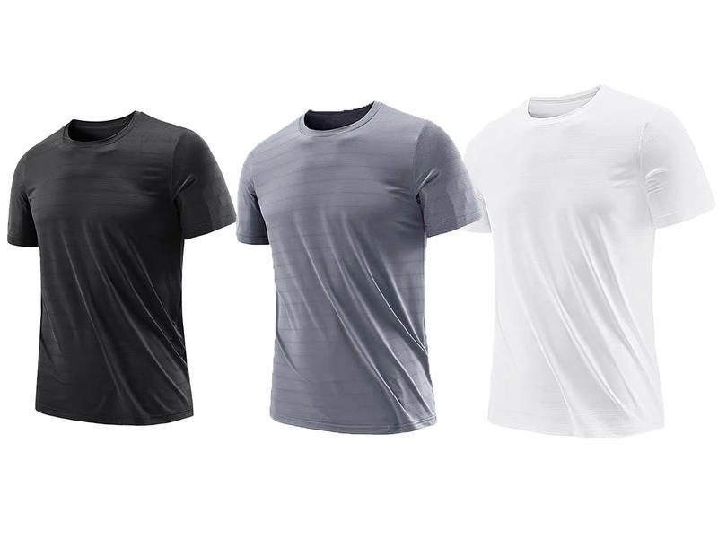 [Black Friday]Holafish 3PC Men's Mesh Quick Drying T-shirt, Lightweight Skin, Round Neck Cut, Stadium Gym Exercise, All-Weather Wear