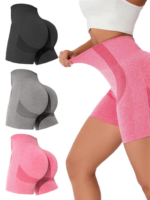 Women's Solid High Waist Athletic Sports Shorts, Tummy Control Biker Shorts, Fitness Short Leggings, Ladies Sportswear Bottoms for Fall, Back To School Gym Clothes Women, Fall Outfits, Fallfreshness 90s Clothes