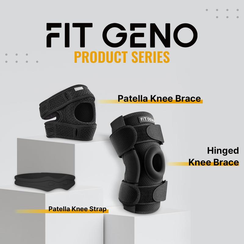 Fitgeno Knee Strap Patella Support: Knee Band for Patellar Tendon Pain Relief - Knee Brace for Tendonitis Jumpers Running Sports Basketball Men Women 2 Packs (Black)