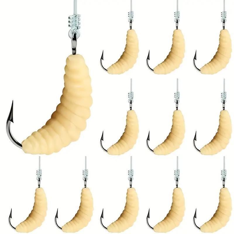 50pcs bag False Mealworm Baits, Maggot Soft Bionic Baits, Fishing Baits For Fresh Water & Sea Water, Christmas Gift