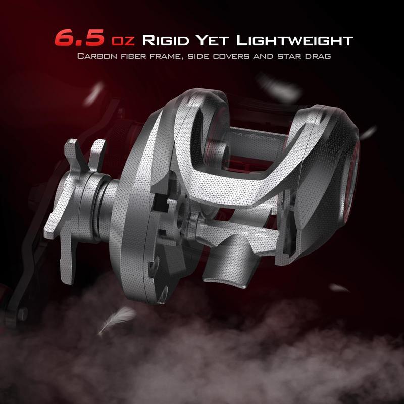 KastKing Sharky III Baitcasting Reel, Auto-Adjustable Crossfire 12 Button Magnetic Braking System Baitcaster Reel, 10+1 Double Shielded Stainless Steel Ball Bearings, 7.2:1 High-Speed Gear Ratio, LFTV Line Guide, 17.6LBs Triple Disc Carbon Fiber Drag