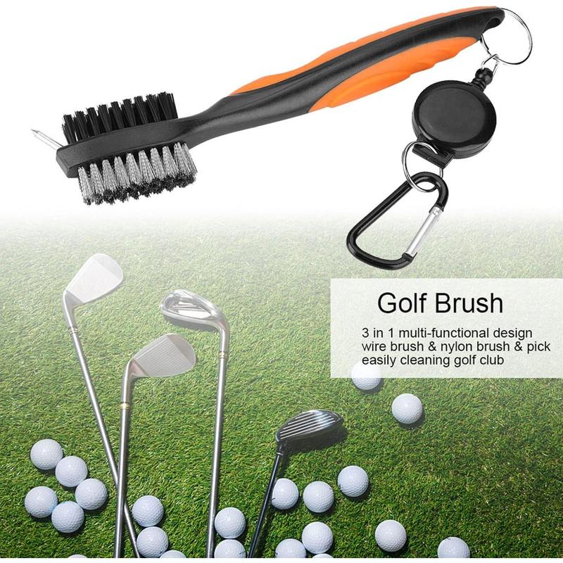 UniCaddie Golf Club Brush with Retractable Zip-line and Aluminum Carabiner - Efficient Cleaning for Optimal Club Performance golf accessory golf gift