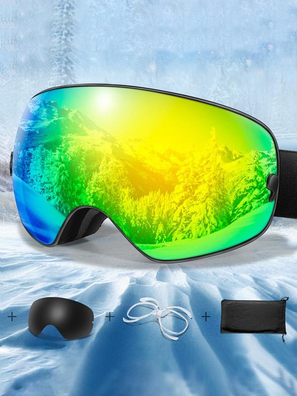 Unisex Sporty Ski Goggles, Ski Goggles with Replacement Lens, UV 400 Protective Skiing Goggles, Fashion Accessories for Outdoor Sports