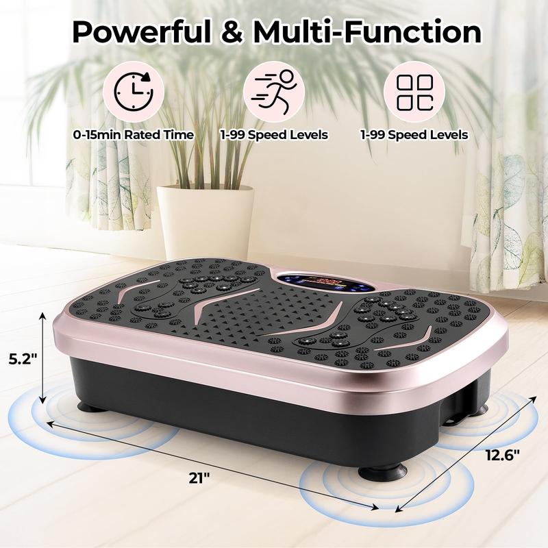 LAZY BUDDY Vibration Plate Exercise Machine Lymphatic Drainage Platform Whole Body Shaker w  2 Resistance Bands, Home Workout Training Equipment for Weight Loss & Toning, 265lbs