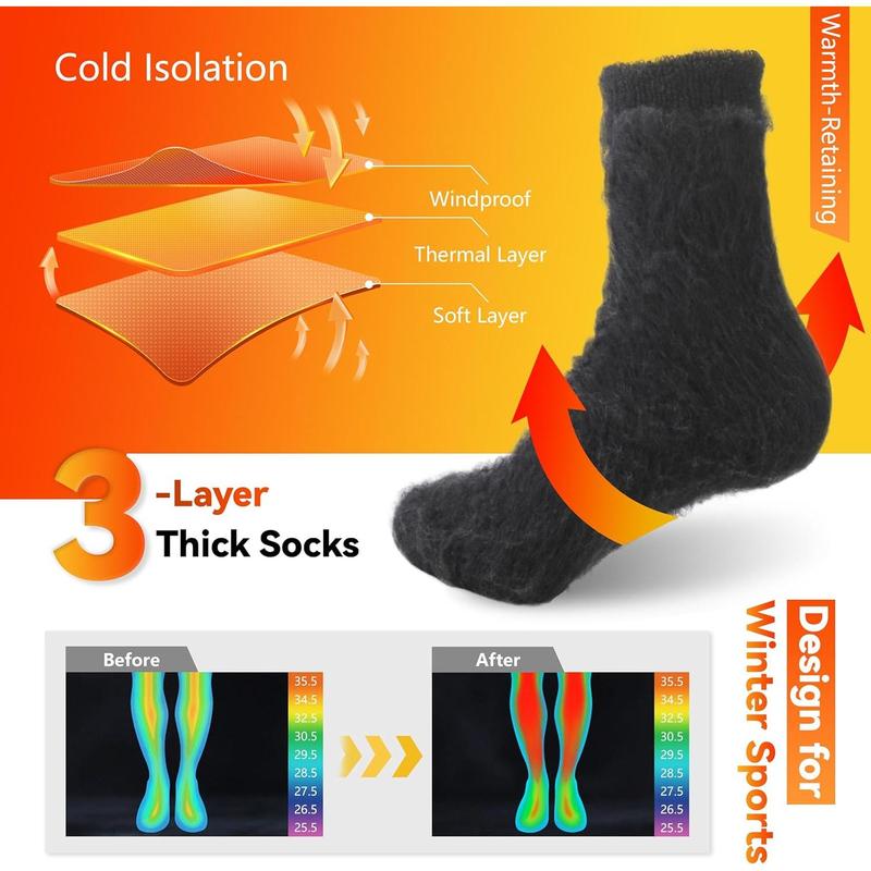 Warm Thermal Socks 4 Pack, Mens Womens Winter Heated Outdoor Skiing Thermal Socks