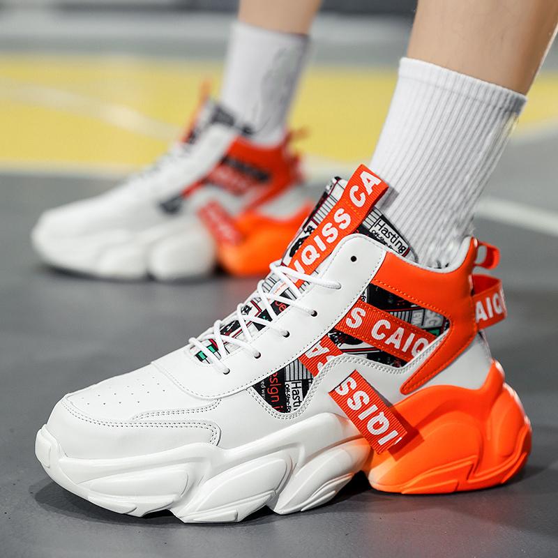 Men's Fashionable High Top Colorful Block Basketball Shoes, Anti Slip And Durable Sports Shoes, Shock-absorbing And Comfortable Running Shoes