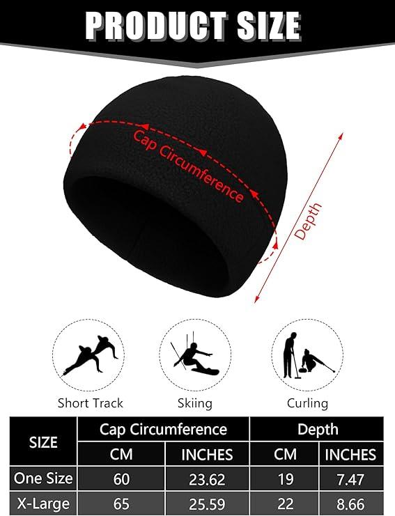 3 Pieces Winter Warm Skull Cap Soft Polar Fleece Beanie Hat Thick Windproof Watch Cap Skiing Outdoor Cap for Men Women