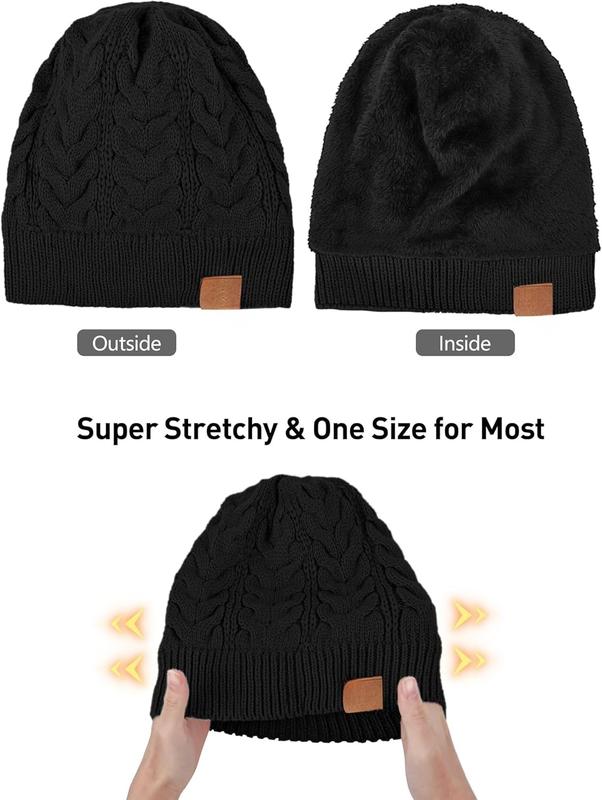 Winter Warm Knit Scarf Beanie Hat Touchscreen Gloves Set Warmer Long Scarf Set for Men and Women