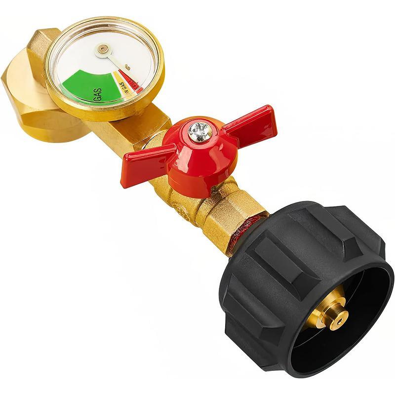 Propane Refill Adapter with Valve & Gauge, Fits QCC1   Type1 Propane Tank and 1 lb Throwaway Disposable Cylinder Propane Bottle Connector