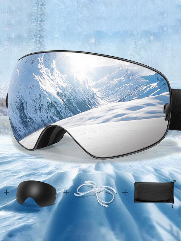 Unisex Sporty Ski Goggles, Ski Goggles with Replacement Lens, UV 400 Protective Skiing Goggles, Fashion Accessories for Outdoor Sports