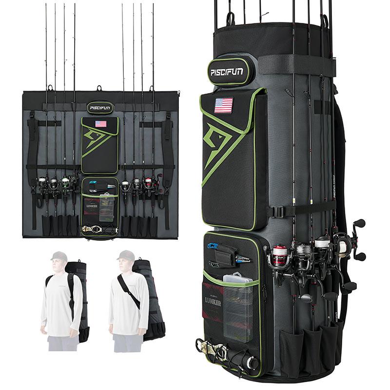 Piscifun Fishing Rod Case Bag Holds 8 Rods & Reels, 100L Large Storage