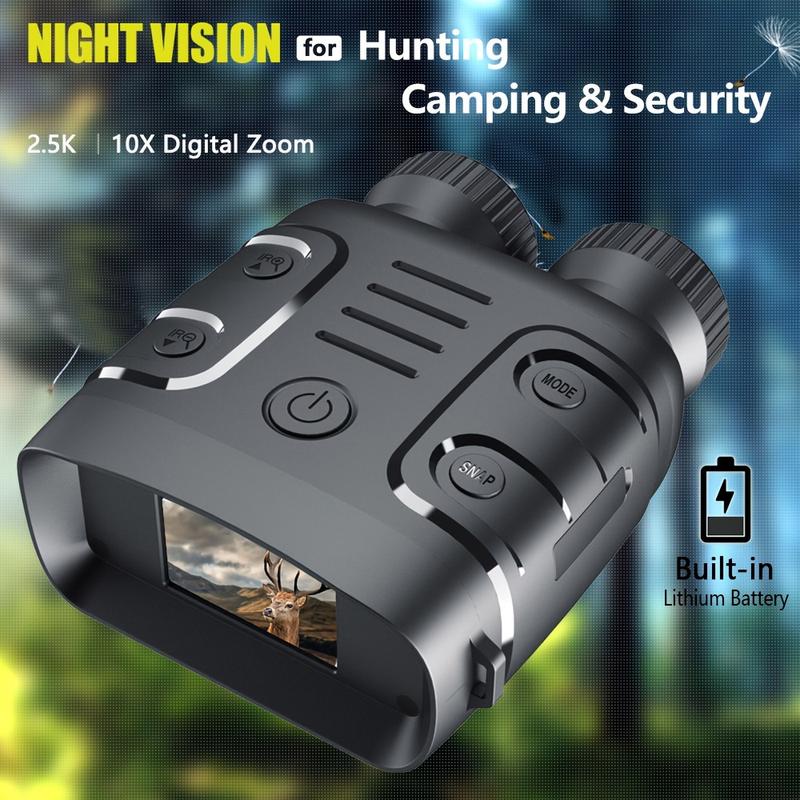 2.5K Night Vision Binoculars with 10X Digital Zoom, Long-Range Infrared Viewing, USB Rechargeable Battery - Perfect for Hunting & Camping