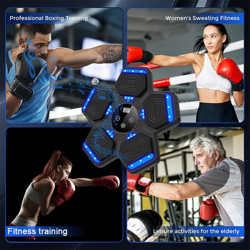 QJB-22 Music Boxing Machine with Boxing Gloves 2024, Wall Mounted Boxing Machine with LED, Music Boxing Target Bluetooth Workout Punching Equipment for Adult(Upgrade)