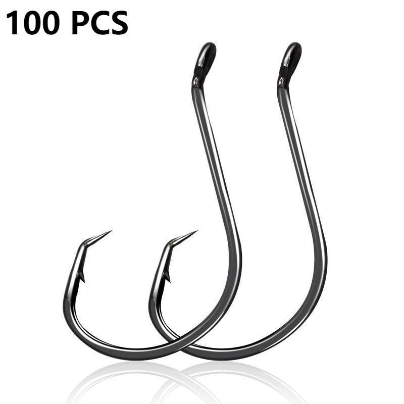 Fishing Hook Set, 100pcs box 6 Sizes Fishing Hooks with Portable Plastic Box, High Carbon Steel Fishing Hooks, Outdoor Fishing Accessories