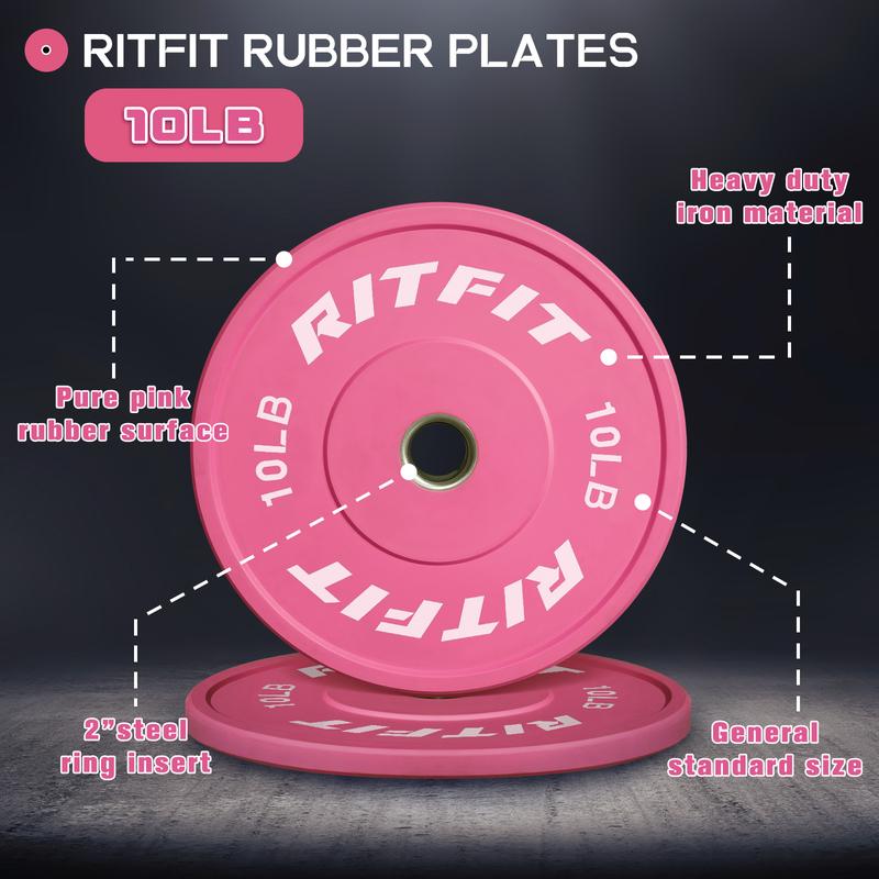 RitFit Pink Weight Plates Olympic Bumper Plates Weight Plates Fit 2