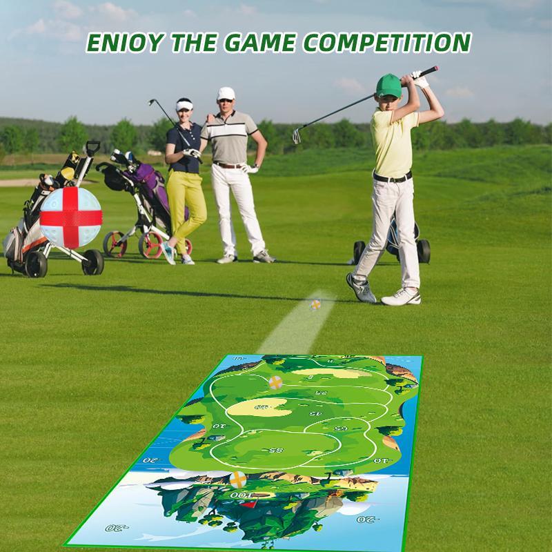 Golf Game Mat Set, 1 Set Golf Game Mat with Golf Ball & Storage Bag & Ground Nails, Indoor outdoor Golf Practice Mat, Competition Sports Game Mat