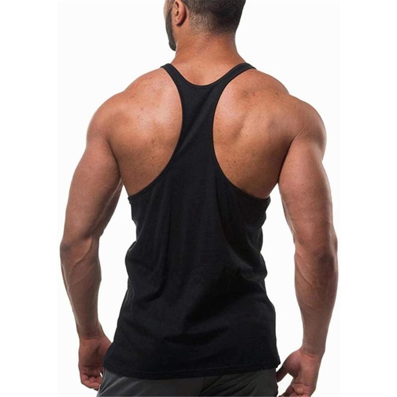 Men's Gym Stringer Tank Tops Y-Back Workout Muscle Tee Sleeveless Fitness Bodybuilding T Shirts