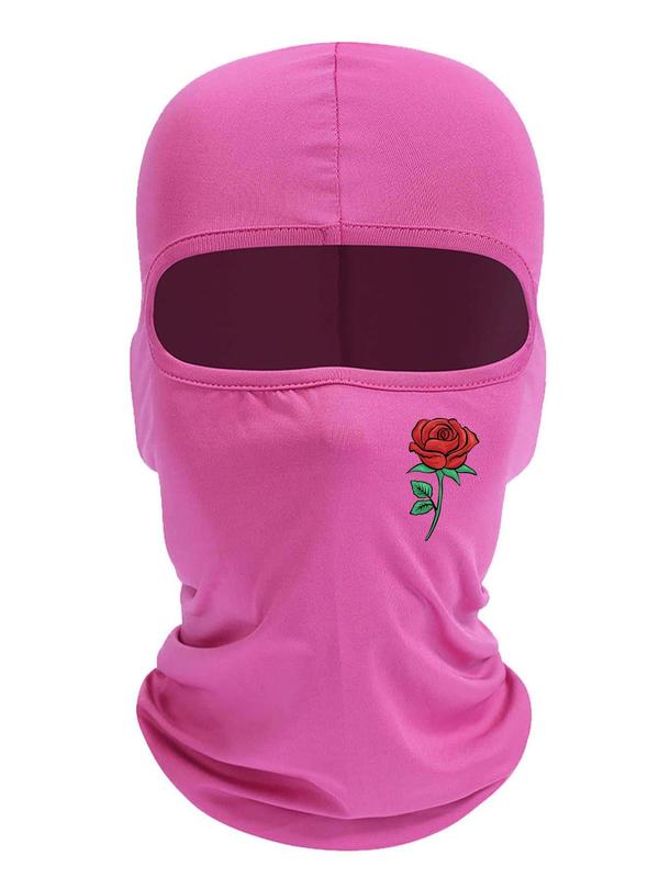 Solid Color Rose Print Balaclava Hat, Breathable Sun Protection Cycling Cap for Men & Women, Sunscreen Accessories for Outdoor Sports, Birthday Gifts