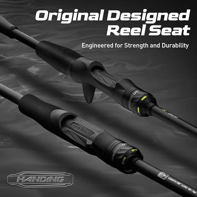 HANDING M1 Fishing Rods, Fuji O+A Ring Guides, 2 Pcs Spinning and Casting Fishing Rods, 24 Ton and 9 Layers Carbon Fiber Blank Ultralight SFS and BFS Fishing Rod for Bass, Trout, Walleye, Catfish Etc. fishing  rod