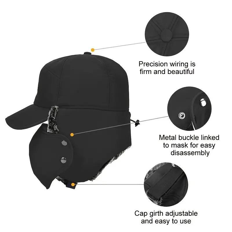 Winter Outdoor Face Mask Hat, 1 Count Windproof & Warm Hat, Detachable Mask Thermal Cap For Men & Women