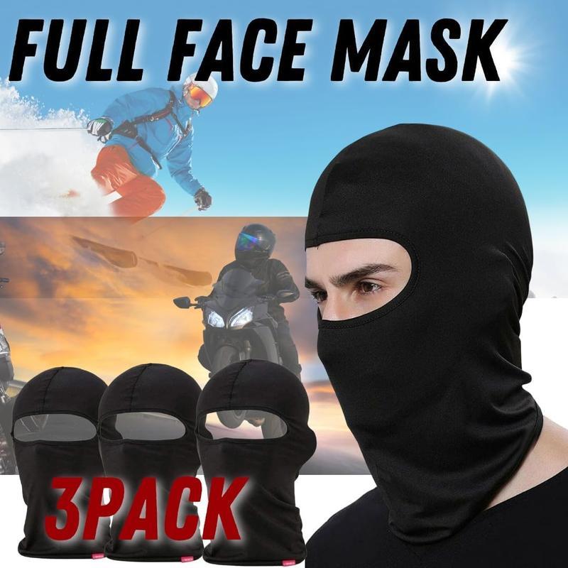 3-Pack Balaclava  Mask One Hole Ski Mask Summer Cooling   Gaiter Full   Cap  Scarf for Men Women Black