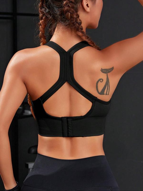 Women's Cut Out Backless Sports Bra, Solid Breathable Comfortable Sports Top for Yoga Gym Workout, Ladies Sportswear Clothing for Indoor Outdoor Wear