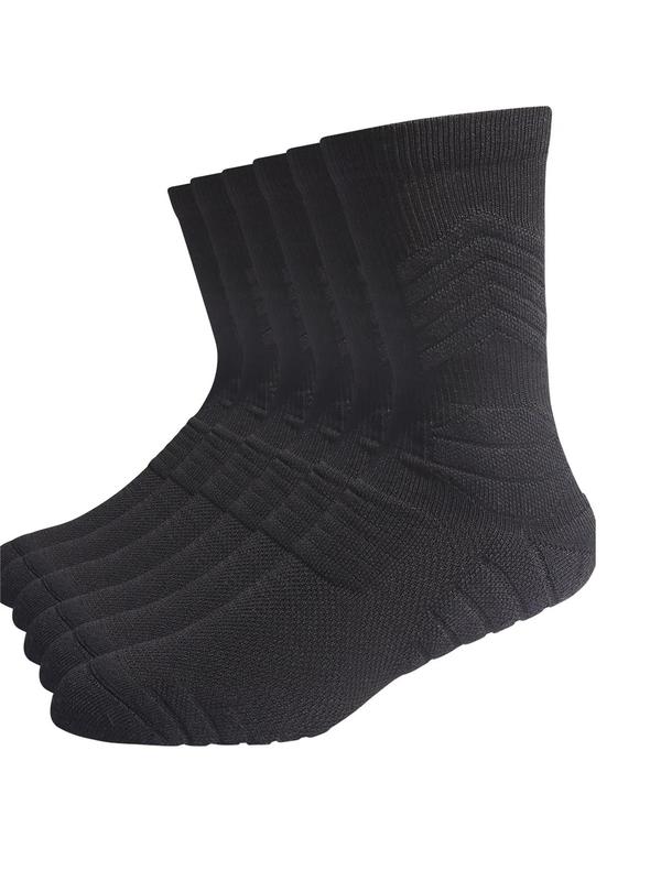 Unisex's Plain Athletic Socks, Cushioning Performance Crew Socks, Breathable Comfortable Sports Socks for All Seasons