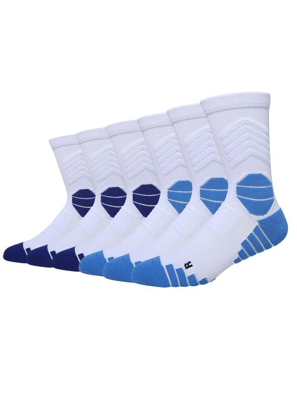 Unisex's Plain Athletic Socks, Cushioning Performance Crew Socks, Breathable Comfortable Sports Socks for All Seasons