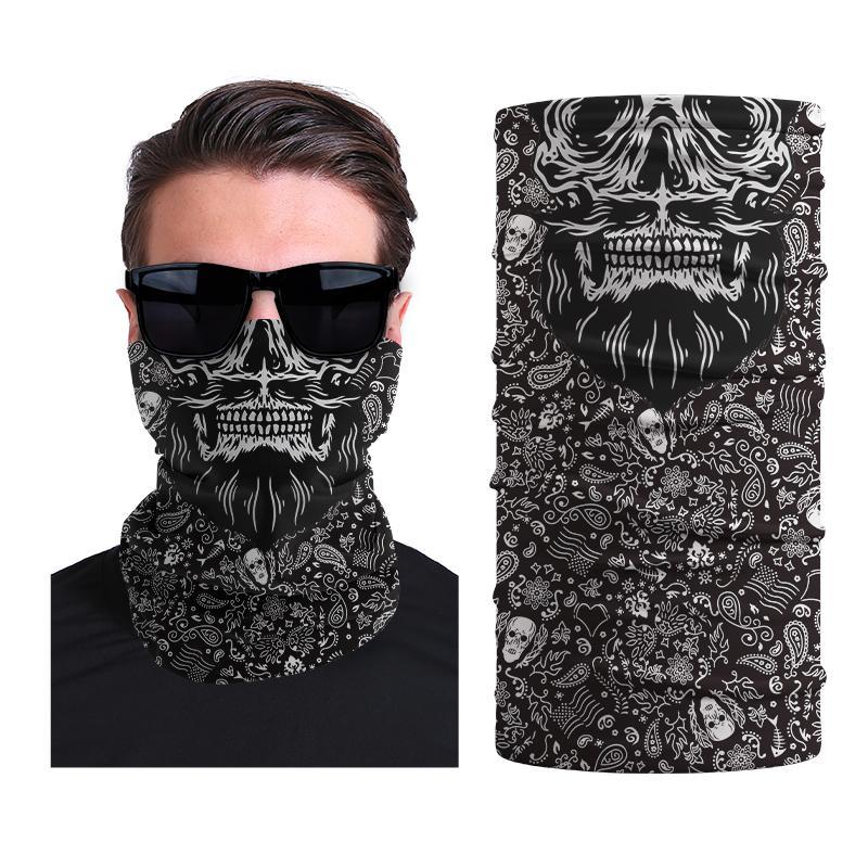 Skull Print Sports Seamless Tube Bandana, 1 Count Breathable Wind-resistant Neck Gaiter, Comfortable Face Scarf, Sporty Face Cover for Men & Women, Sports & Outdoor Accessories, Gym Accessories